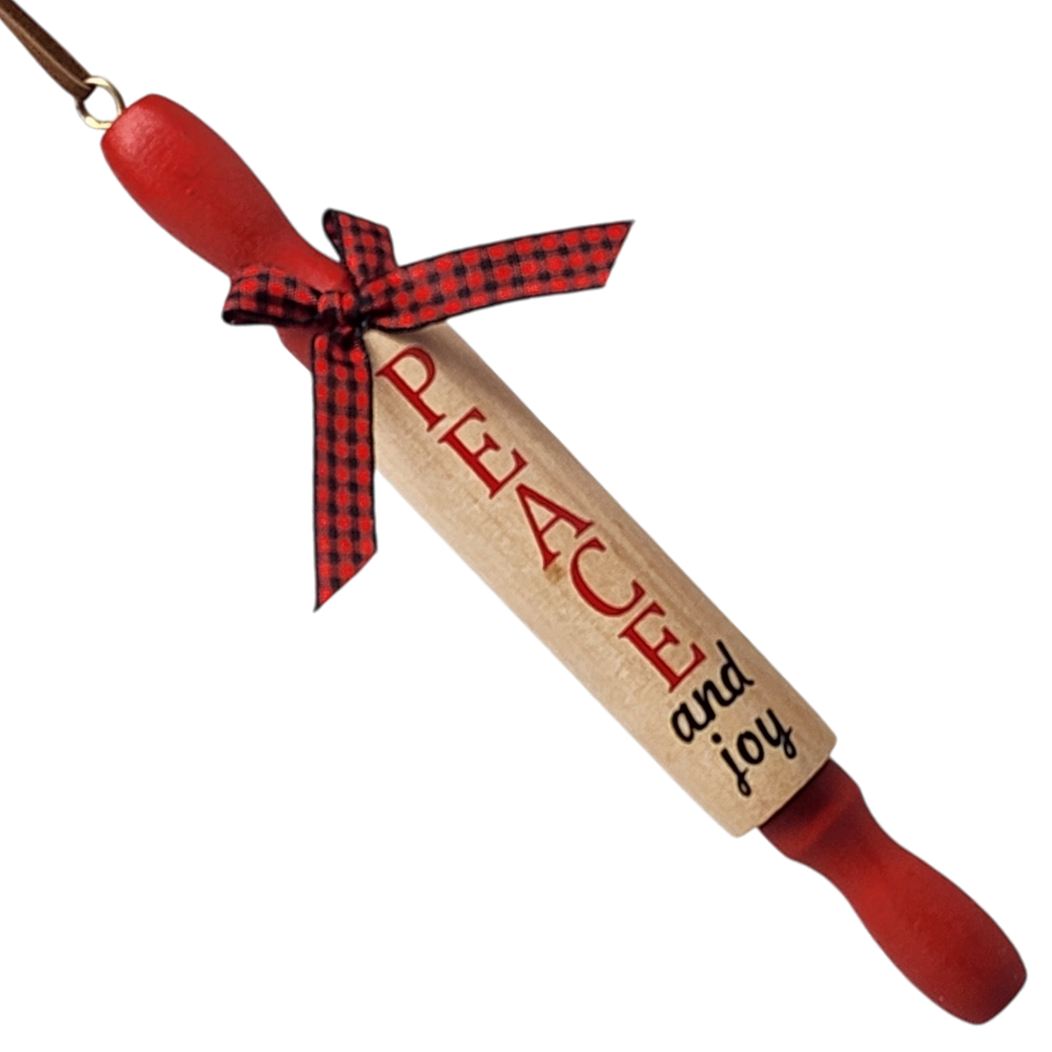 Wood Rolling Pin Ornament - Peace and Joy