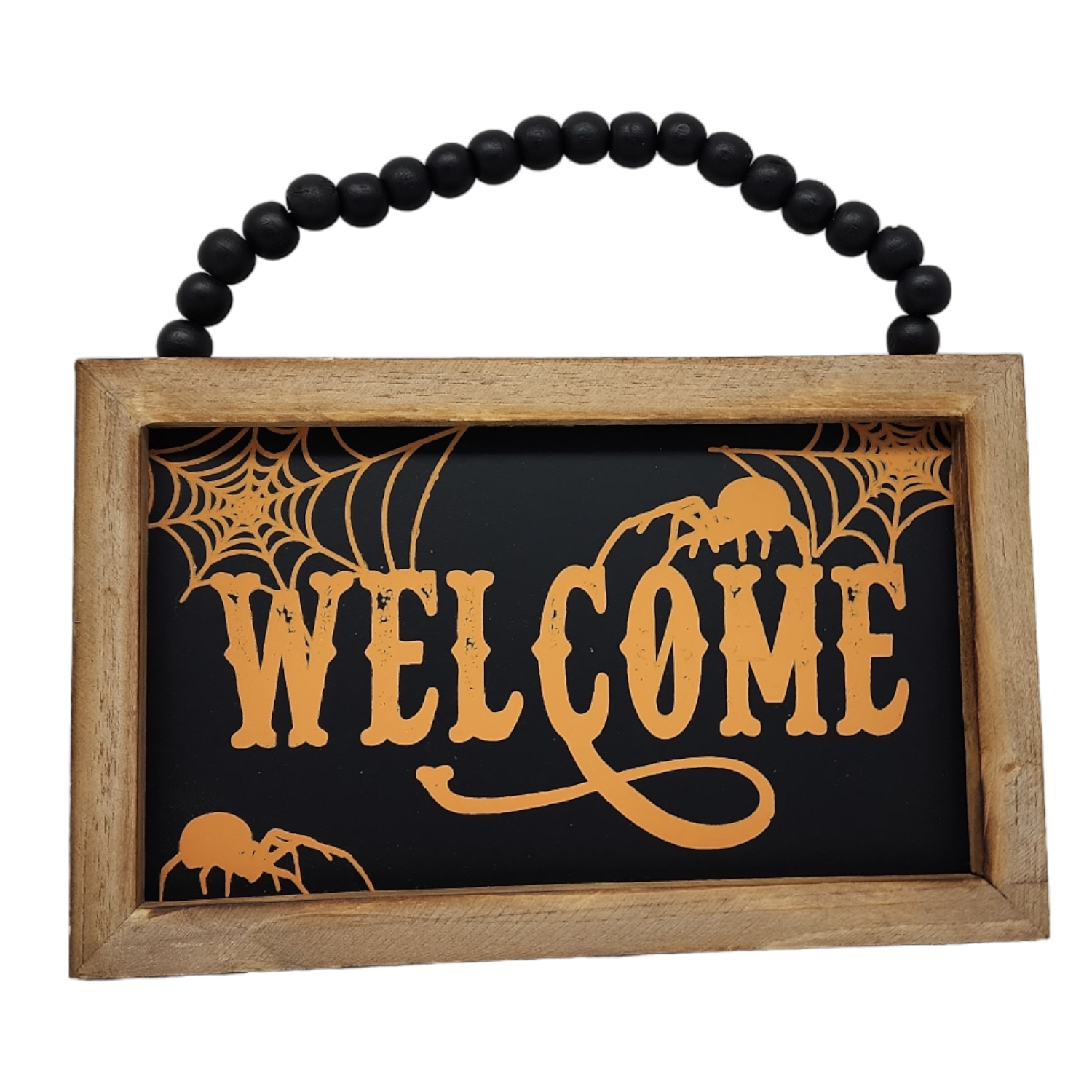 Wooden Hanging 8 Inch Sign - Haunted Welcome