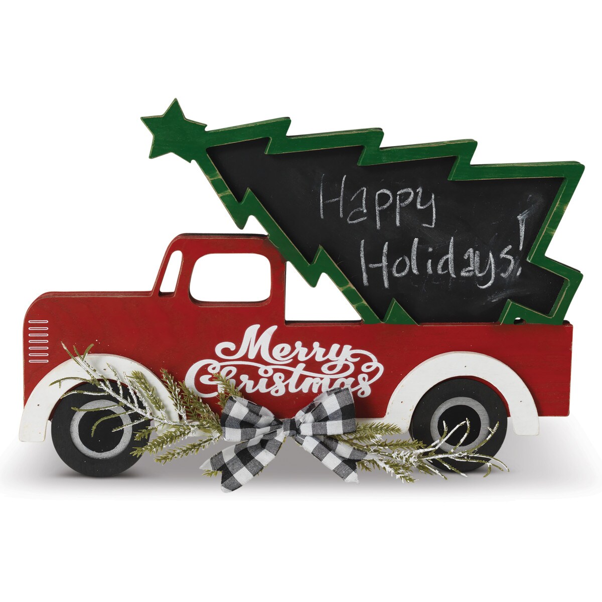 Wooden Holiday Truck with Christmas Tree & Pine Accent