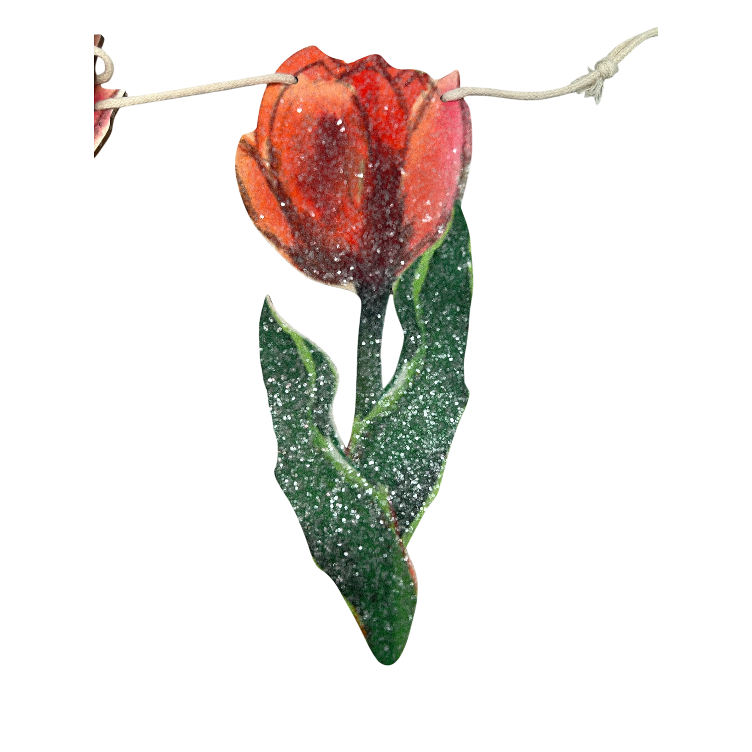 Wooden Tulip Garland - Red