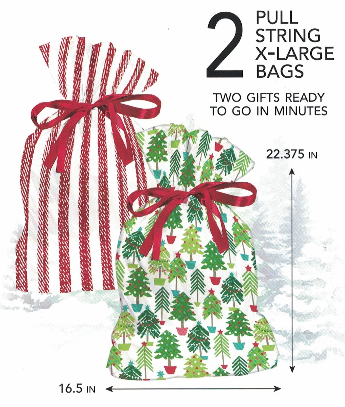 X- Large Pull String Gift Bag - 2 Pack