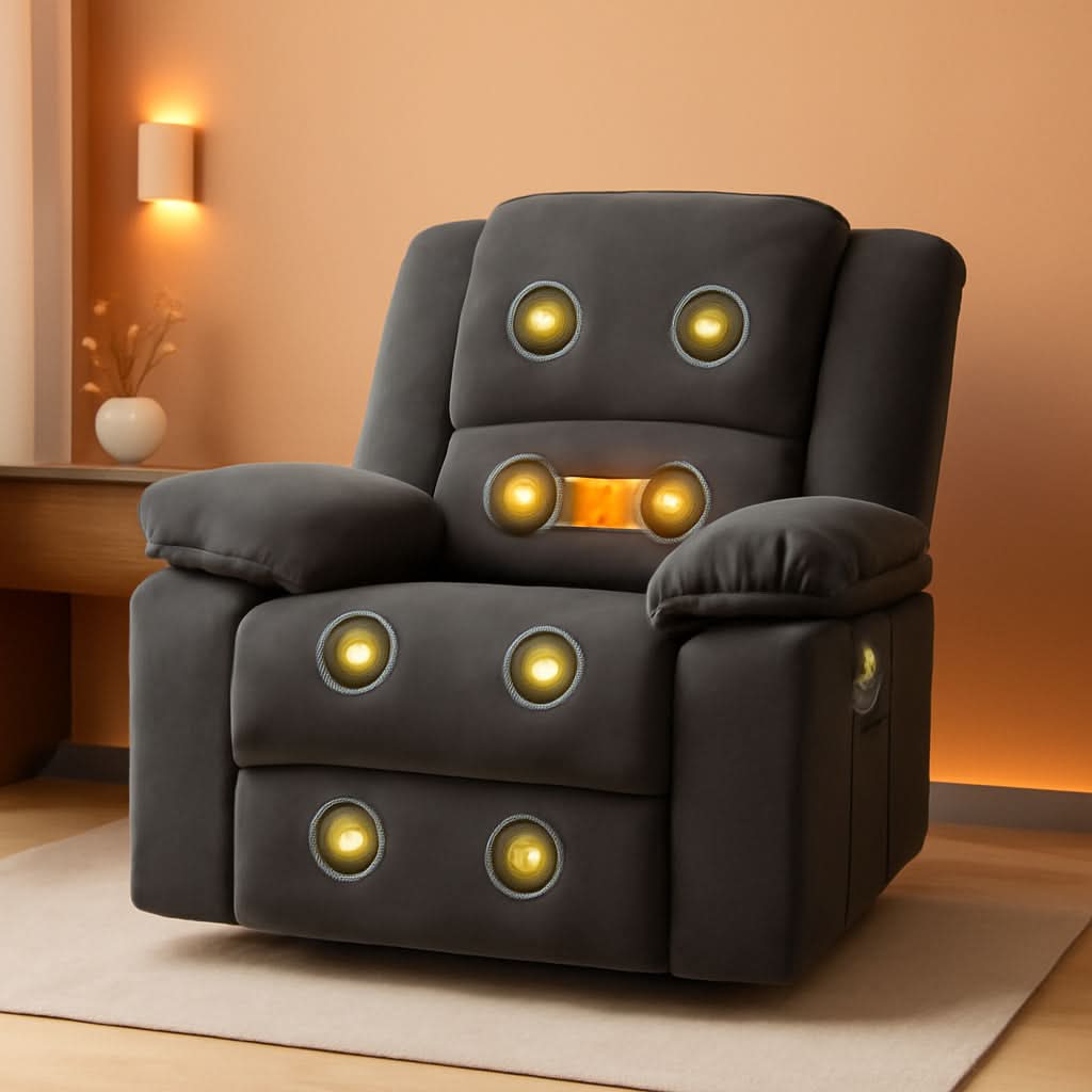 XRC2 Swivel Rocker Recliner Chair Brown With Massage And Heat