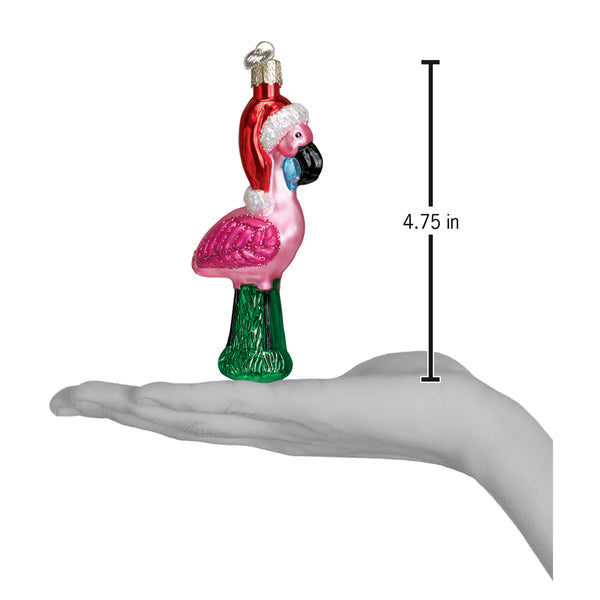 Yard Flamingo Glass Ornament