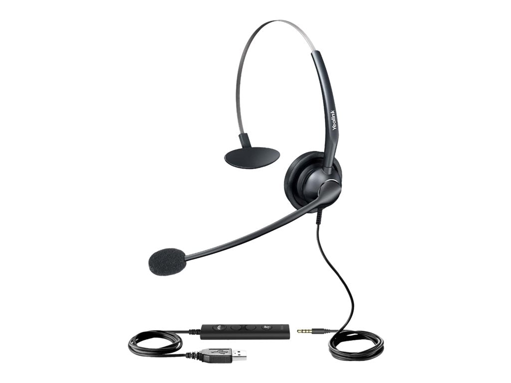 Yealink UH33 - Headset - on-ear - wired - USB, 3.5 mm jack - black - for Yealink SIP-T53, T54, T57, VP59, T58, VP59; Skype for YEA-UH33
