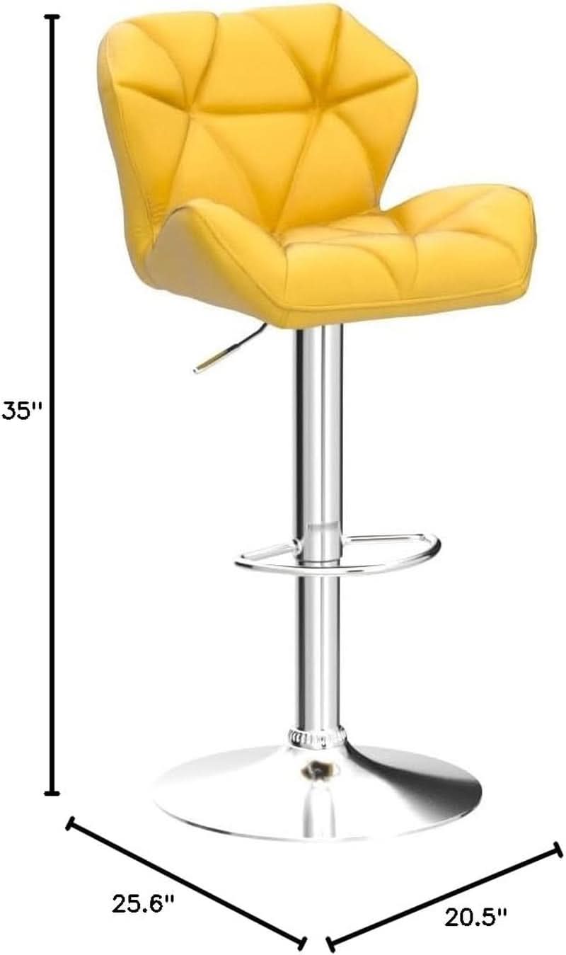 Yellow Velvet Diamond Tufted Swivel Barstools Set Of 2