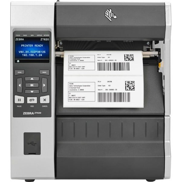 Zebra ZT62062-T210100Z Industrial Barcode Printer - Thermal Transfer 203 DPI with Rewinder | Zebra