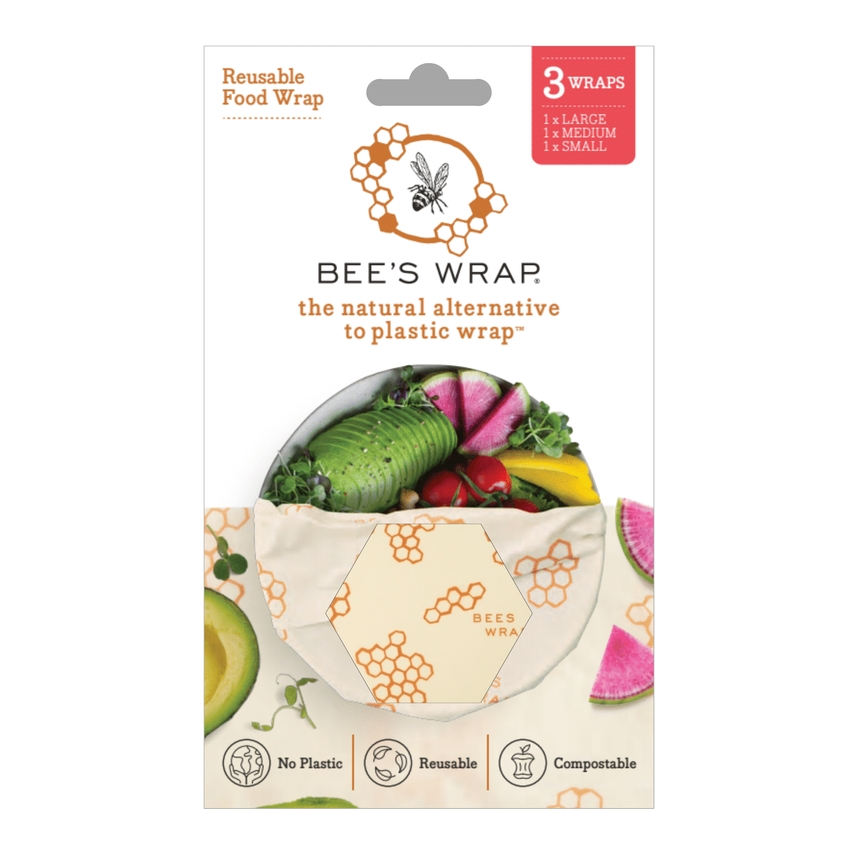 Bee's Wrap Food Wrap - Original Print - Assorted Wrap 3 Pack