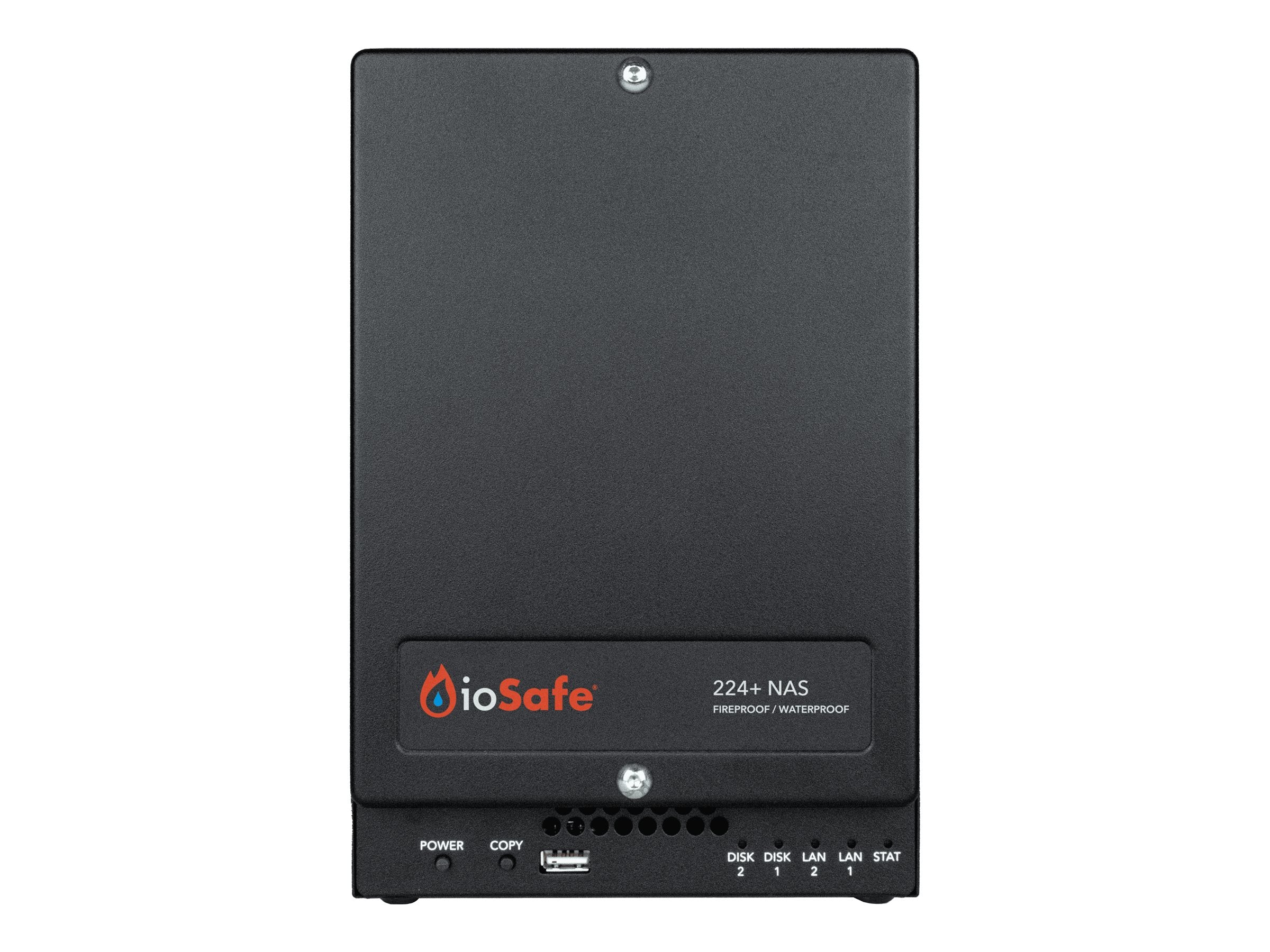 ioSafe 224+ - NAS server - 2 bays - 16 TB - HDD 8 TB x 2 - RAID RAID 0, 1, JBOD - Gigabit Ethernet - iSCSI support - TAA Compliant 72240-3840-1530