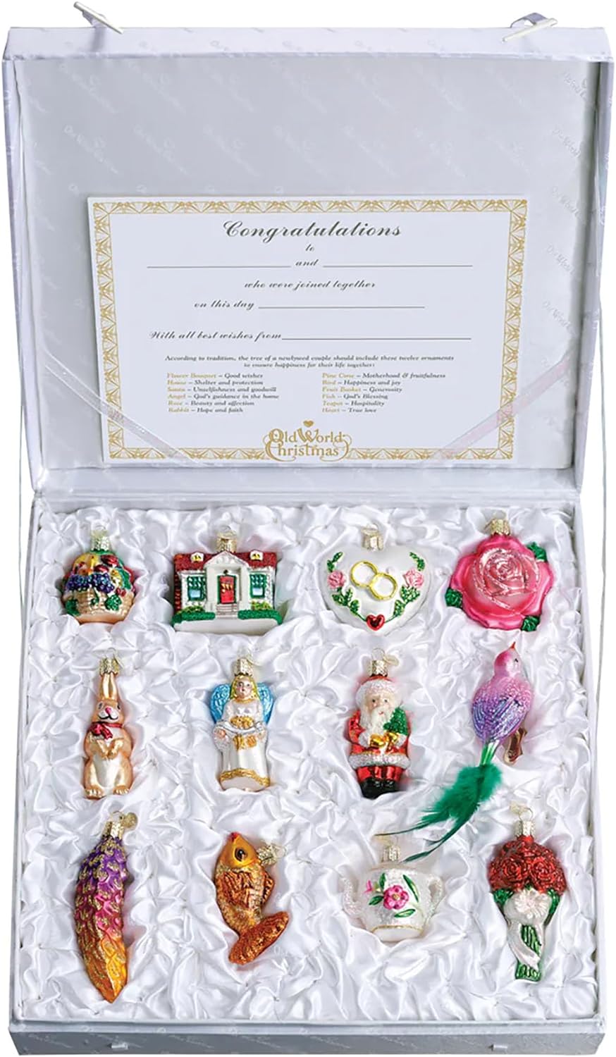 Bride's Collection Glass Ornament Set