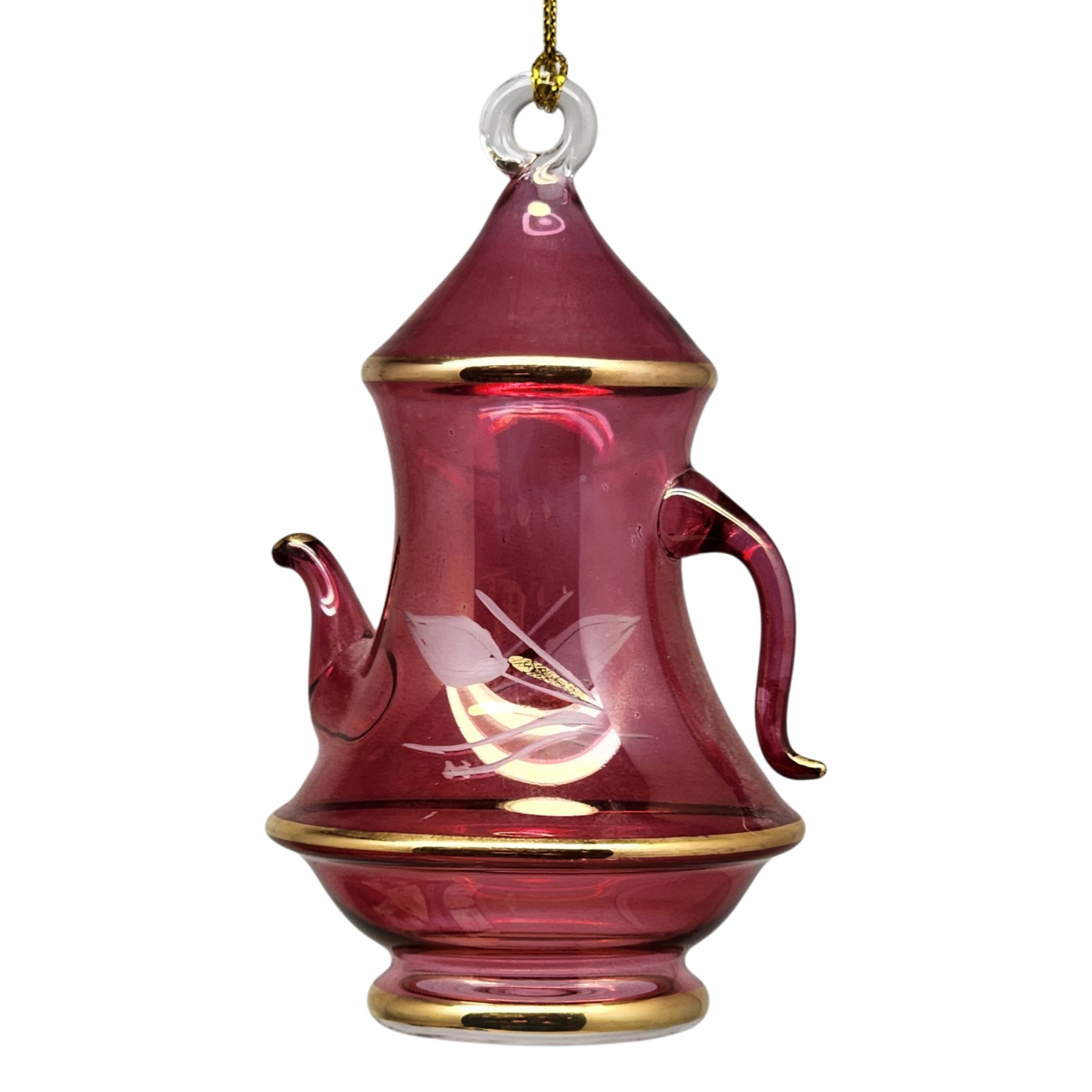 Gold Rimmed Teapot Solid - Red Small