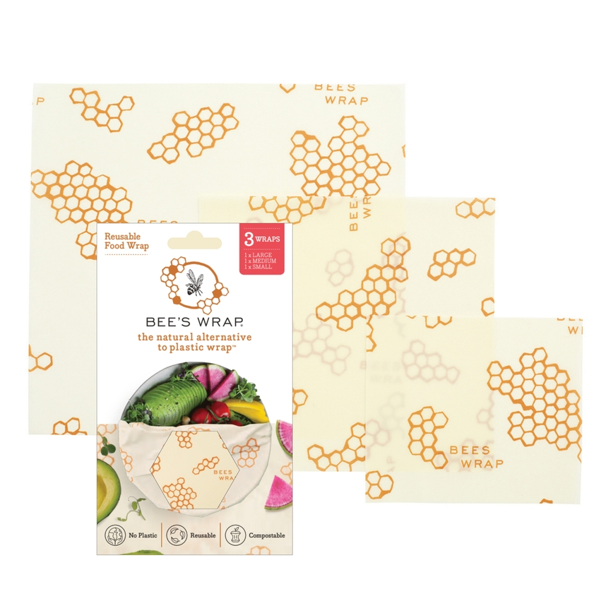 Bee's Wrap Food Wrap - Original Print - Assorted Wrap 3 Pack