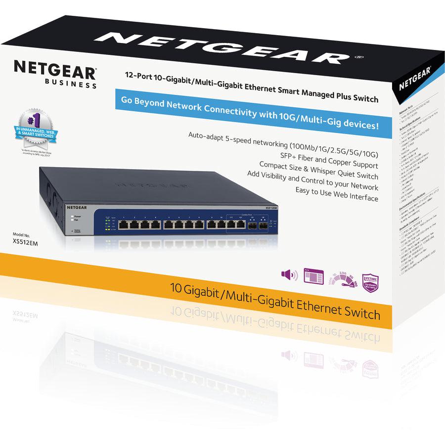 12-Port 10GbE Multi-Gigabit Easy Smart Switch - Enterprise Network Solution | NETGEAR XS512EM-100NAS