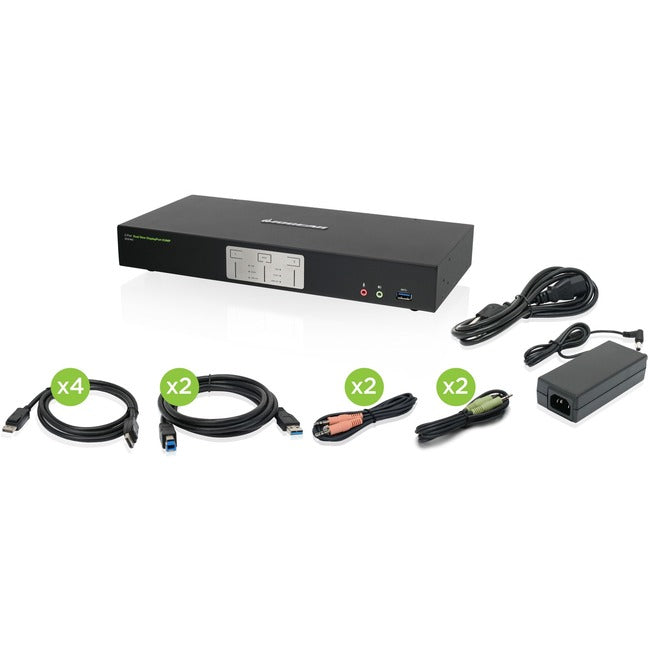 2-Port 4K Dual View DisplayPort KVMP with USB 3.0 Hub and Audio | IOGEAR GCS1942