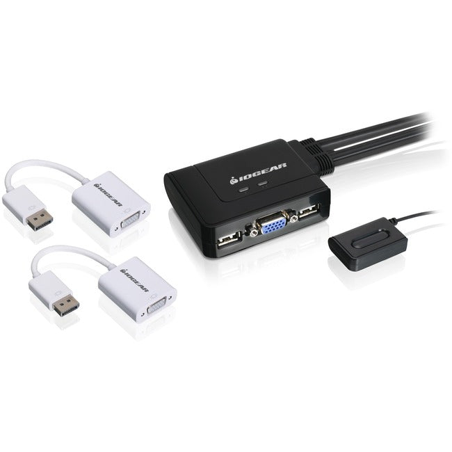 2 Port KVM Switch with Built-in Cables - VGA DisplayPort USB | IOGEAR GCS22DPKIT