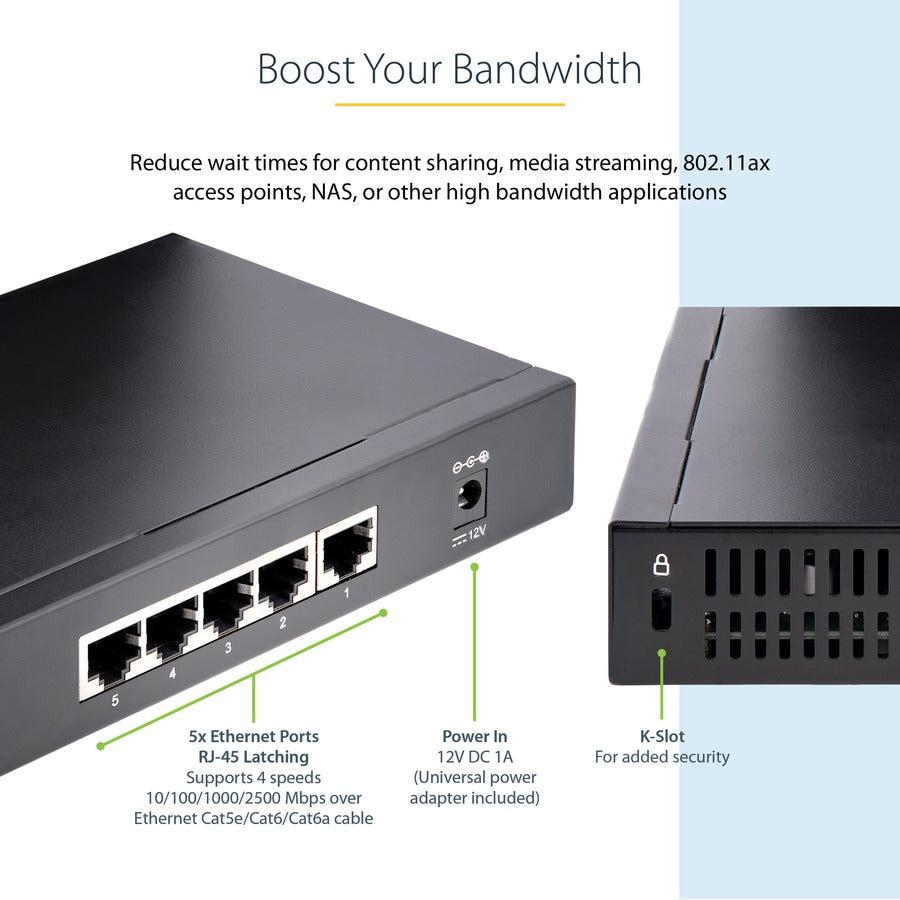 2.5G Ethernet Switch - 5 Port Unmanaged Network Switch | StarTech.com DS52000