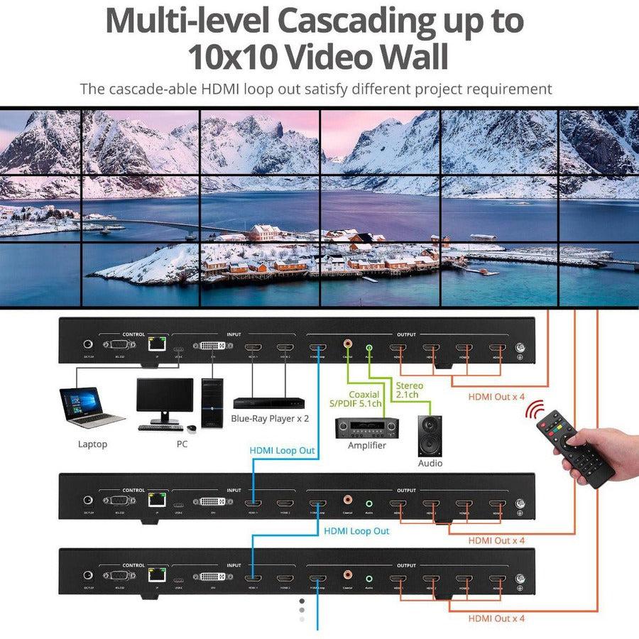 3x3 4K Video Wall Processor USB-C DisplayPort HDMI VGA SIIG CE-H26F11-S1 | TecISoft