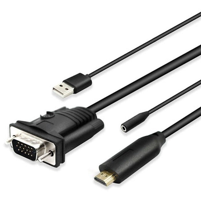 4XEM 10ft VGA to HDMI Adapter with 3.5mm Audio Jack and USB Power 4XVGAHDMIUAP10