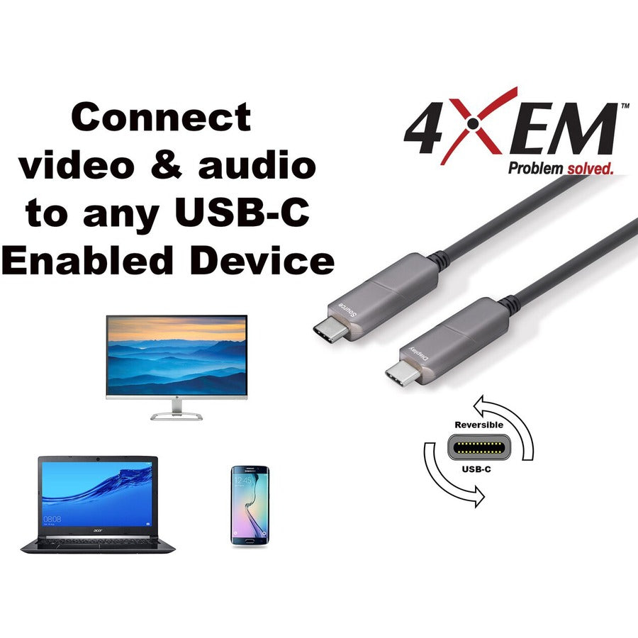 4XEM 25M Fiber USB Type-C Cable 4K@60HZ 21.6 Gbps 4XUSBCFIBER25M