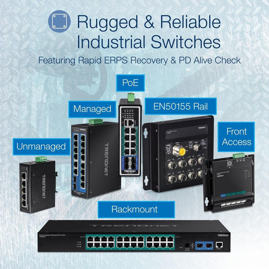 5-Port Industrial Fast Ethernet DIN-Rail Switch - TRENDnet TI-E50