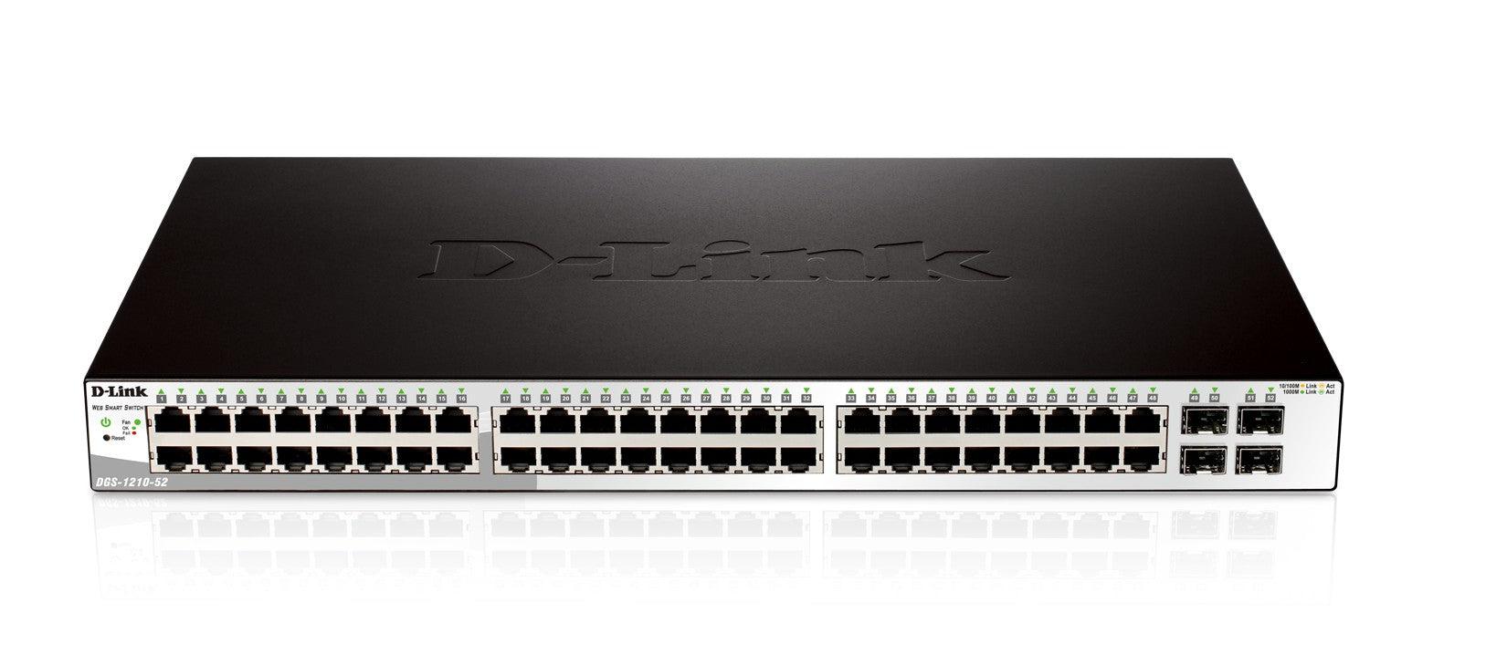 52 Port Gigabit Smart Managed Switch PoE - Static Routing Surveillance Mode | D-Link DGS-1210-52