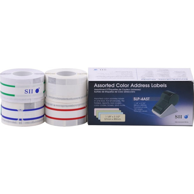 520-Labels 1-1/8 X 3-1/2,Slp-4Ast Asst Color Yel/Blu/Grn/Pnk