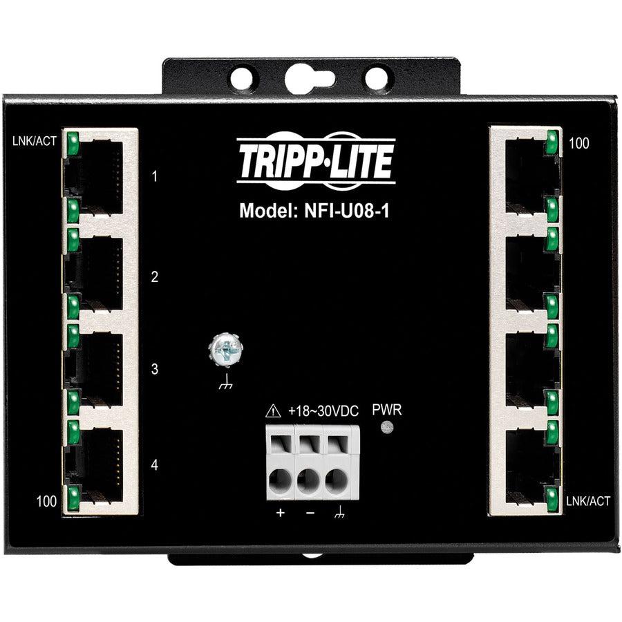 8-Port Industrial Network Switch, 10/100 Ethernet, DIN or Wall Mount NFI-U08-1