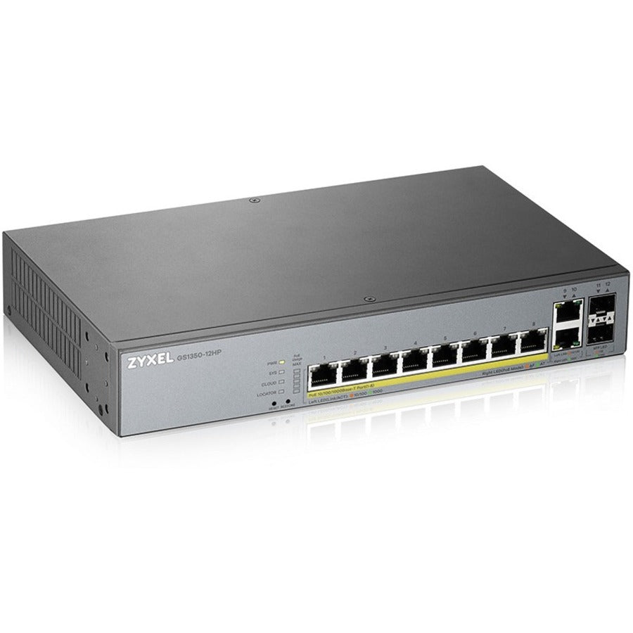 8-port GbE Smart Managed PoE Switch with GbE Uplink GS1350-12HP