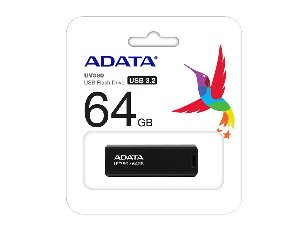 Adata 64Gb Uv360 Usb 3.2 Gen 1 Flash Drive (Auv360-64G-Rbk)