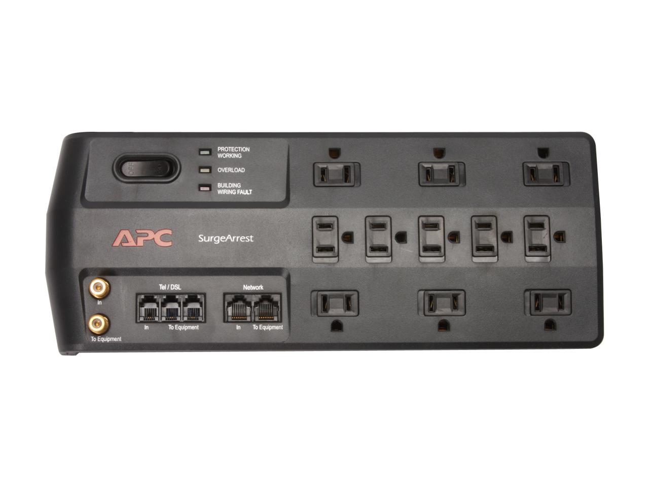 Apc P11Vnt3 Performance Surgearrest 11-Outlet/ 3020 Joules 120V Surge Protector, W/ Phone (Splitter) & Coax & Ethernet Protection
