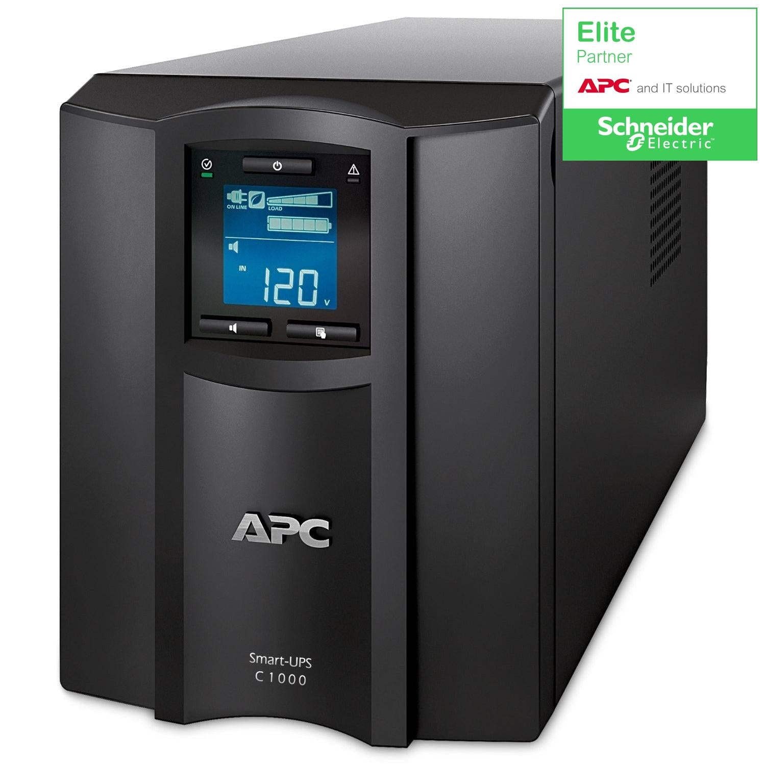 APC Smart-UPS C, Line Interactive, 1000VA, Tower, 120V, 8x NEMA 5-15R outlets SMC1000C
