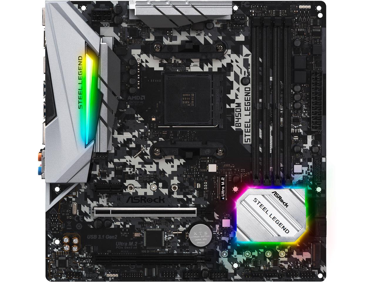 Asrock B450M Steel Legend Am4 Amd Promontory B450 Sata 6Gb/S Micro Atx Amd Motherboard