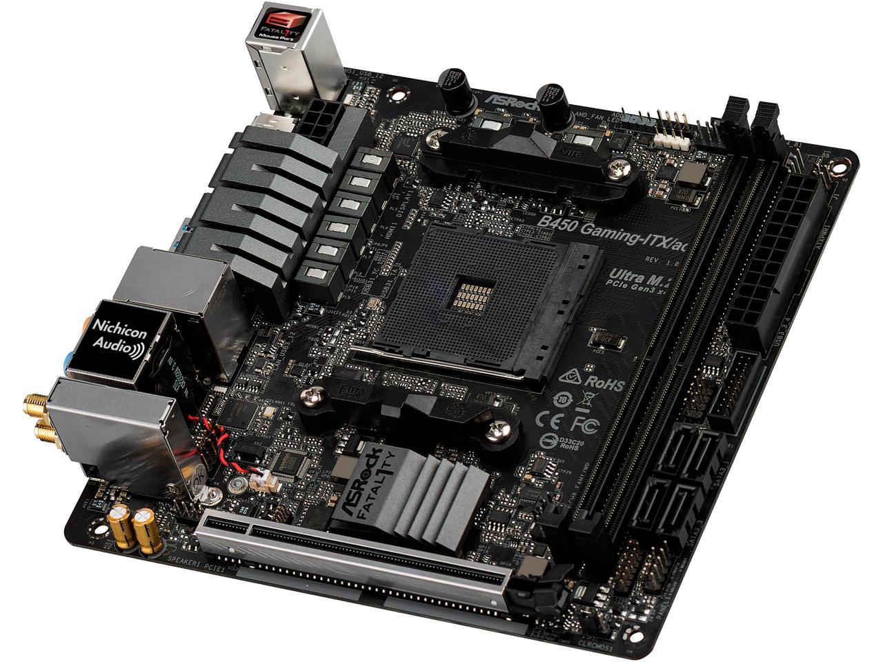 Asrock Fatal1Ty B450 Gaming-Itx/Ac Am4 Amd Promontory B450 Sata 6Gb/S Mini Itx Amd Motherboard