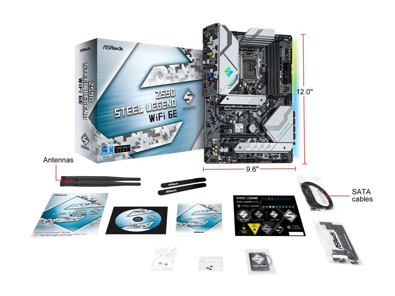 Asrock Z590 Steel Legend Wifi 6E Lga 1200 Intel Z590 Sata 6Gb/S Atx Intel Motherboard