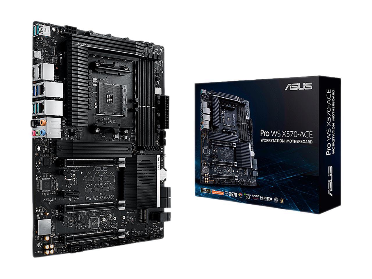 Asus Amd Am4 Pro Ws X570-Ace Atx Workstation Motherboard With 3 Pcie 4.0 X16, Realtek And Intel