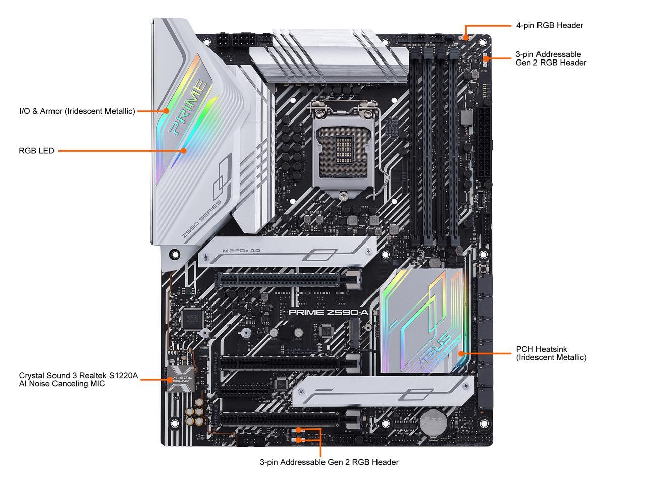 Asus Prime Z590-A Lga 1200 (Intel 11Th/10Th Gen) Atx Motherboard (14+2 Drmos Power Stages, 3 X