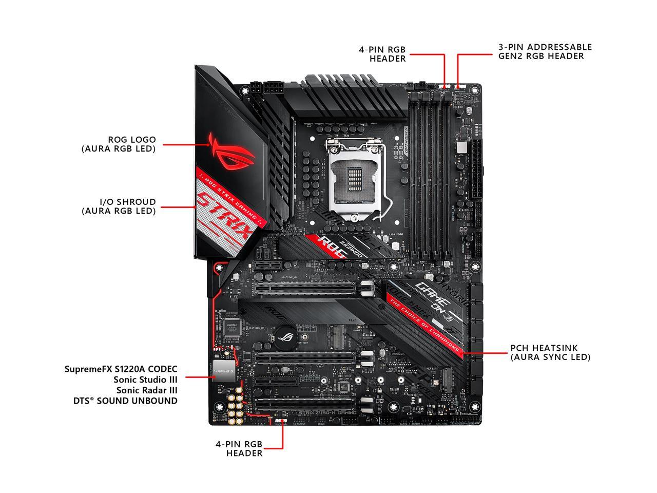 Asus Rog Strix Z490-H Gaming Lga 1200 (Intel 10Th Gen) Intel Z490 Sata 6Gb/S Atx Intel Motherboard