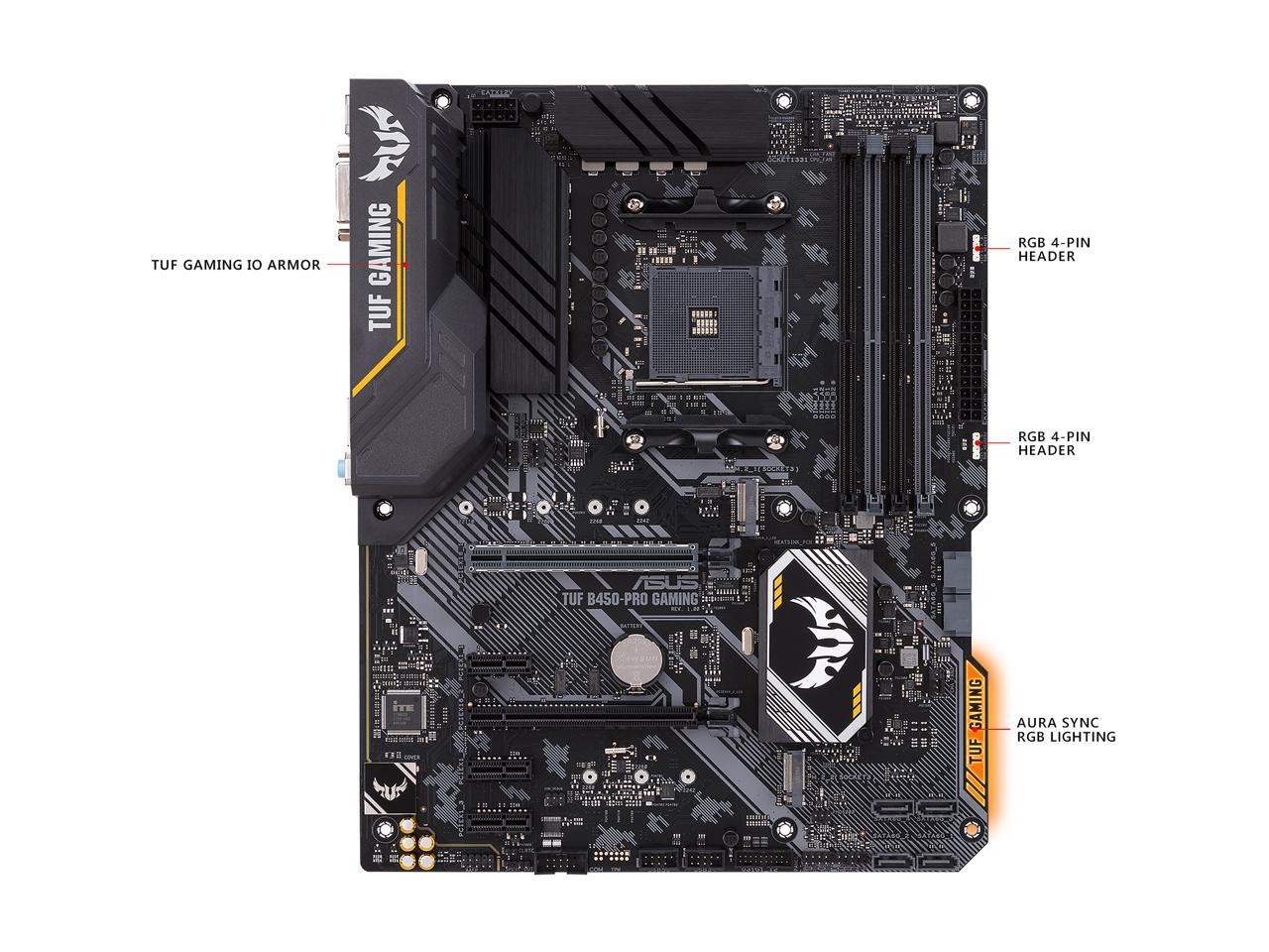 Asus Tuf B450-Pro Gaming Am4 Amd B450 Sata 6Gb/S Atx Amd Motherboard