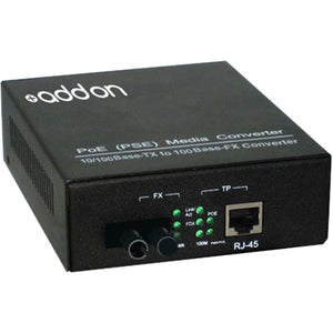 Addon 10/100Base-Tx(Rj-45) To 100Base-Bxu(St) Bidi Smf 1310Nm/1550Nm 20Km Poe Media Converter