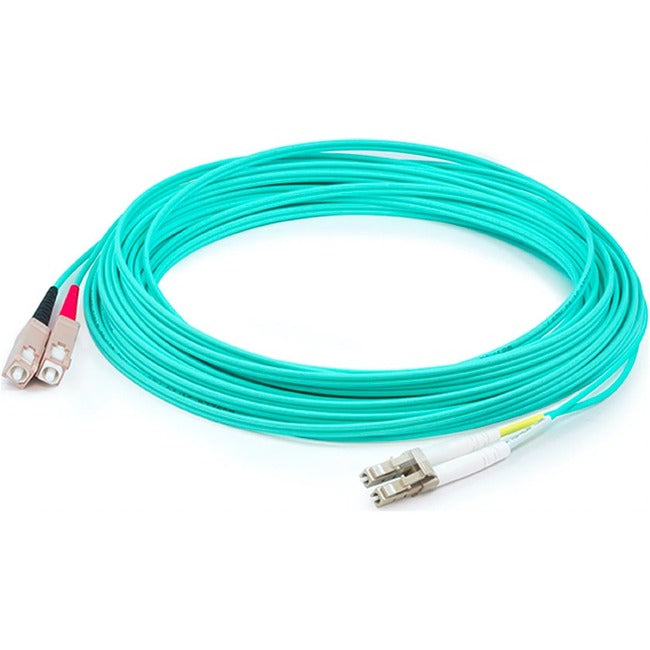 AddOn 63m LC (Male) to SC (Male) Straight Aqua OM4 Duplex Plenum Fiber Patch Cable ADD-SC-LC-63M5OM4P