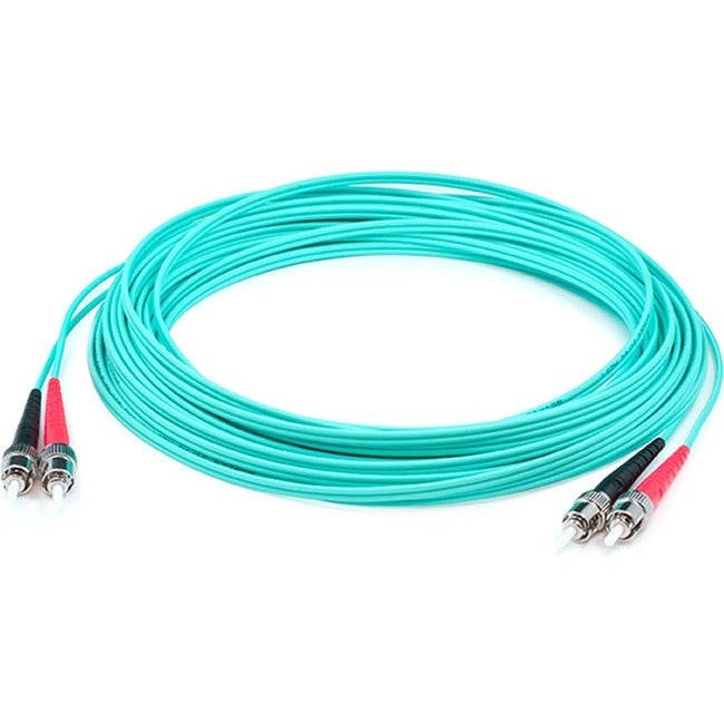 AddOn 91m ST (Male) to ST (Male) Straight Aqua OM4 Duplex LSZH Fiber Patch Cable ADD-ST-ST-91M5OM4LZ