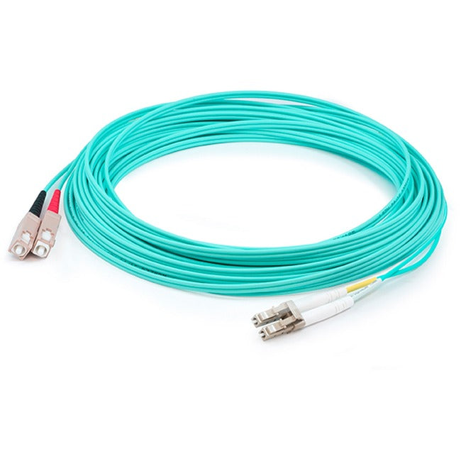 AddOn 93m LC (Male) to SC (Male) Straight Aqua OM4 Duplex Plenum Fiber Patch Cable ADD-SC-LC-93M5OM4P