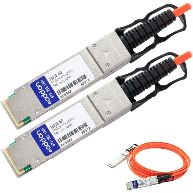 AddOn Extreme Networks 10316 Compatible TAA Compliant 40GBase-AOC QSFP+ to QSFP+ Direct Attach Cable (850nm, MMF, 20m) 10316-AO