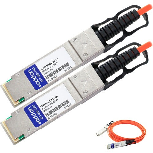 AddOn Finisar FCBN410QB1C07 Compatible TAA Compliant 40GBase-AOC QSFP+ to QSFP+ Direct Attach Cable (850nm, MMF, 7m) FCBN410QB1C07-AO