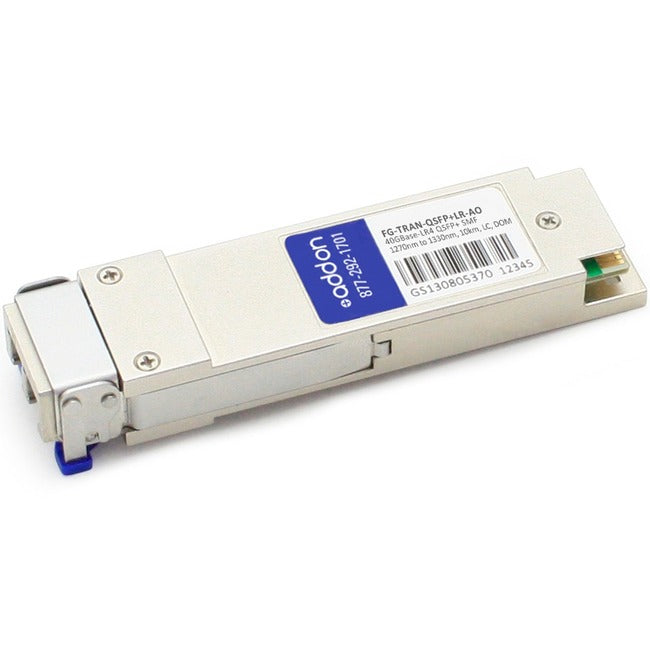 AddOn Fortinet FG-TRAN-QSFP+LR Compatible TAA Compliant 40GBase-LR4 QSFP+ Transceiver (SMF, 1270nm to 1330nm, 10km, LC, DOM) FG-TRAN-QSFP+LR-AO