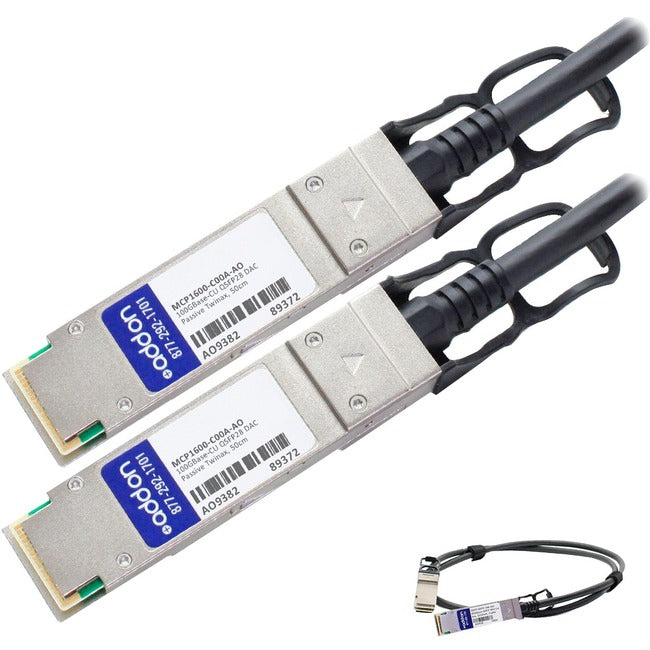 AddOn Mellanox MCP1600-C00A Compatible TAA Compliant 100GBase-CU QSFP28 to QSFP28 Direct Attach Cable (Passive Twinax, 50cm) MCP1600-C00A-AO