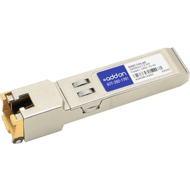 Addon Netoptics Sfpkt-Cu3 Compatible Taa Compliant 10/100/1000Base-Tx Sfp Transceiver (Copper, 100M, Rj-45)