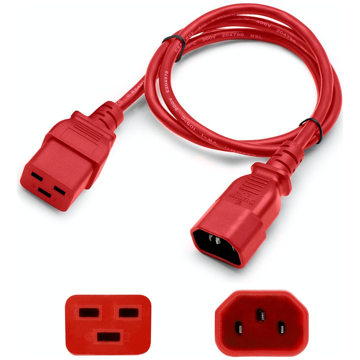 Addon Networks 4Ft C14 Male To C19 Female 14Awg 100-250V At 10A Red Power Cable