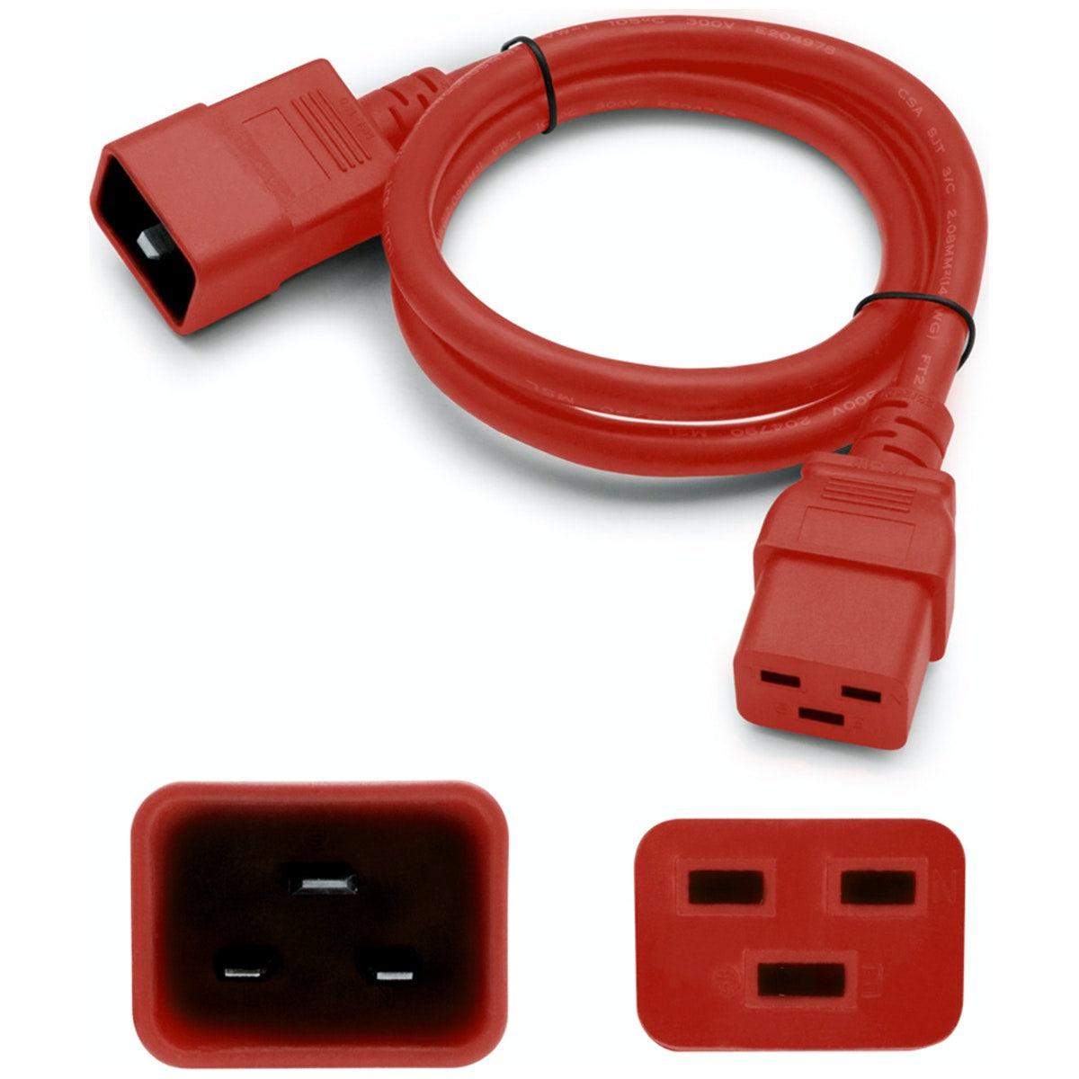 Addon Networks 6Ft C19 Female To C20 Male 12Awg 100-250V At 10A Red Power Cable