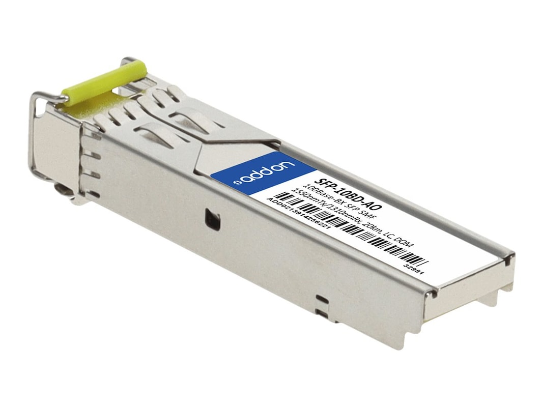 AddOn Rad SFP-10BD Compatible TAA Compliant 100Base-BX SFP Transceiver (SMF, 1550nmTx/1310nmRx, 20km, LC, DOM) SFP-10BD-AO