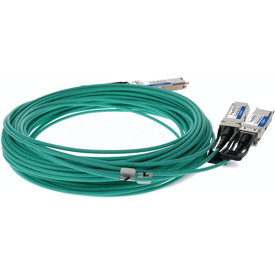 Addon Networks Q56-2Q56-200Gb-Aoc3Mlz-Ao Infiniband Cable 3 M Qsfp56 2Xqsfp56 Green, Grey